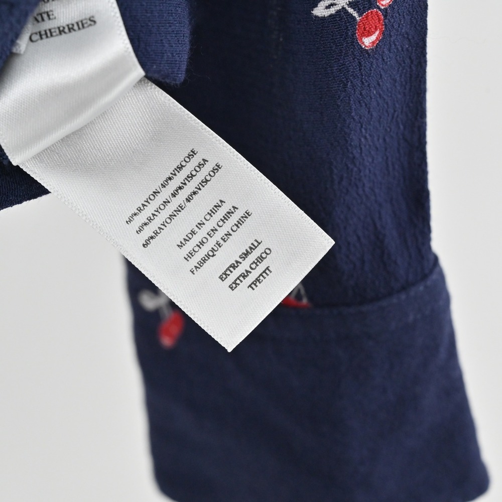 Rails Womens Kate Top Size XS Cherry‎ Print Preppy Button Navy Blue Long Sleeve - Picture 8 of 13